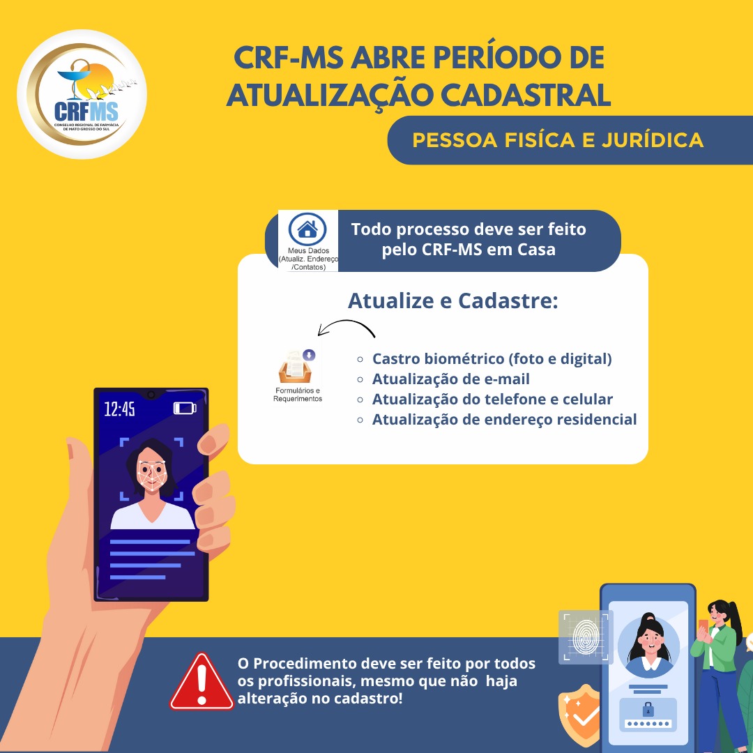 ATENÇÃO! Todos os cursos on-line da Academia Virtual de Farmácia permanecem disponíveis para os farmacêuticos inscritos no CRF-MS. Acesse agora pelo site: ecat.crfsp.org.br